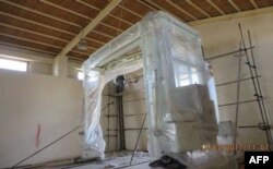 FILE - An inoperable and unused scanner is seen at Islam Qara border crossing in Afghanistan, in this photo taken by the Special IG for Afghanistn Reconstruction (SIGAR) on March 13, 2017. Inspection scanners that the Pentagon bought for Afghanistan to improve border security quickly fell into disrepair and were not used, a U.S. government watchdog said.