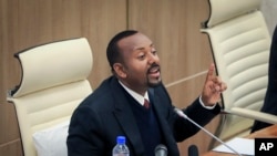 Ethiopia's Prime Minister Abiy Ahmed addresses lawmakers at the parliament in Addis Ababa, Ethiopia Thursday, July 7, 2022.
