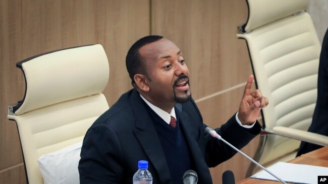 FILE - Ethiopia's Prime Minister Abiy Ahmed addresses lawmakers at the parliament in Addis Ababa, July 7, 2022.