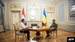 Tổng thống Indonesia Joko Widodo (trái) gặp Tổng thống Ukraine Volodymyr Zelenskyy vào ngày 29/6/2022.