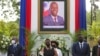 FILE - First lady Martine Moise, center, attends a memorial service for her late husband President Jovenel Moise, at the National Pantheon Museum, in Port-au-Prince, Haiti, July 21, 2021.