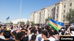 Акция протеста в Нукусе. 1 июля 2022 г. 