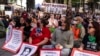 Protesters gather in the street outside of the Jackson Federal Building in Seattle, June 24, 2022, after the Supreme Court overturned Roe v. Wade. 