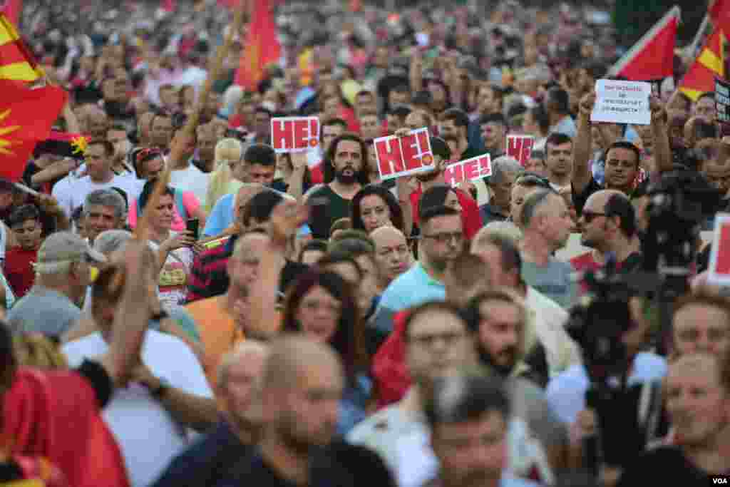 Rally in Skopje, North Macedonia, against the new French proposal for EU negotiations