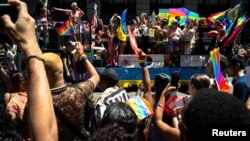 People take part in the 2022 NYC Pride parade in Manhattan, New York City, New York, U.S., June 26, 2022. 