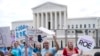 Demonstrators protest about abortion outside the Supreme Court in Washington, Friday, June 24, 2022. 
