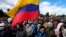 Protesters rally in support of recent protests and a national strike against the government of President Guillermo Lasso, near the National Assembly, in Quito, Ecuador, June 25, 2022. 