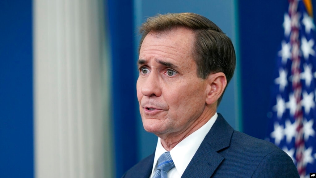 FILE - John Kirby, a National Security Council spokesman, speaks at the White House in Washington, June 23, 2022. Kirby told VOA the Taliban will continue to be isolated from the international community unless they reverse restrictions on women.