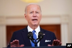 President Joe Biden speaks at the White House in Washington, June 24, 2022, after the Supreme Court overturned Roe v. Wade.