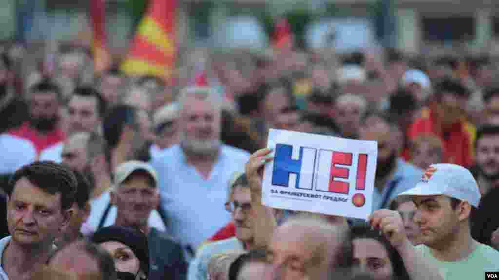 Rally in Skopje, North Macedonia, against the new French proposal for EU negotiations