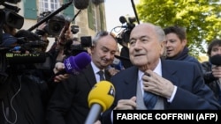 L'ancien président de la FIFA, Sepp Blatter, au Tribunal arbitral du sport, le 29 avril 2016 à Lausanne, en Suisse.