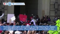 VOA60 America- Protesters gathered in Akron, Ohio, after footage released showing police officers shooting unarmed Black man Jayland Walker