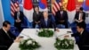 US President Joe Biden, US Secretary of State Antony Blinken, US Defense Secretary Lloyd Austin, South Korea's President Yoon Suk-yeol and Japanese Prime Minister Fumio Kishida meet during a NATO summit in Madrid, June 29, 2022. 