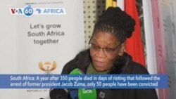 VOA60 Africa- South African defense minister criticizes prosecution speed against those who committed violence during last year's riots