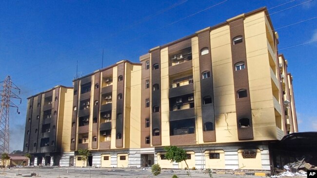 Libya's charred parliament building is seen in Tobruk, Libya, July 2, 2022.