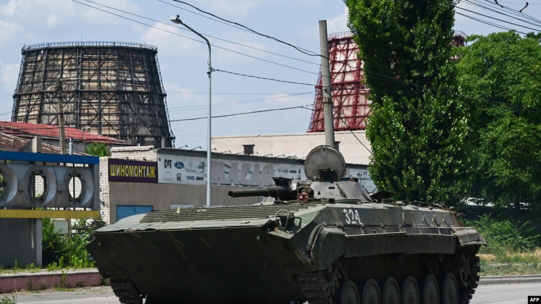 Бронетранспортер ВСУ на улицах Краматорска. 6 июля 2022.