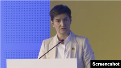 Predsednica tehničke Vlade Srbije Ana Brnabić na Prespa forumu u Ohridu (screenshot)