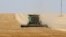 A farmer uses a combine harvester to harvest wheat on a field near Izmail, in the Odessa region, on June 14, 2022, amid the Russian invasion of Ukraine.