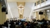 香港一個天主教會舉行彌撒。 （路透社2022年5月24日）