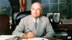 Harry S. Truman was the 33rd President of the United States from 1945 to 1953. A member of the Democratic Party, he completed a quarter of the term of his predecessor Franklin Roosevelt, when the latter died.