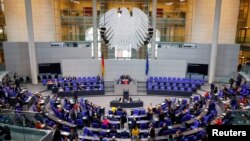 A general view of the Germany's lower house of parliament, the Bundestag, as it was expected to ratify Finland's and Sweden's NATO membership, in Berlin, Germany, July 7, 2022.