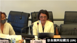 2022年7月7日联合国人权事务委员会审议中国香港政府对《公民和政治权利国际公约》的执行情况（联合国网站截图）