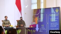 Presiden Joko Widodo dalam acara penyampaian LHP LKPP 2021 di Istana Kepresidenan Bogor, Jawa Barat, Rabu, 23 Juni 2022. (Setpres RI)