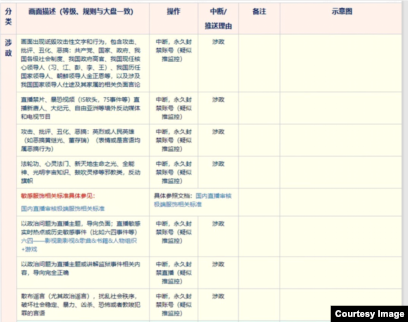 字节跳动图片审查标准“涉政”部分 (刘力朋提供)点击图片查看详细信息