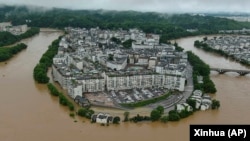 中國江西省婺源地區遭洪災。 （2022年6月20日）