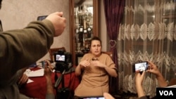 Journalist Ayten Mammadova is pictured in a screen grab from a VOA video shot following the attack upon her on May 8, 2022.