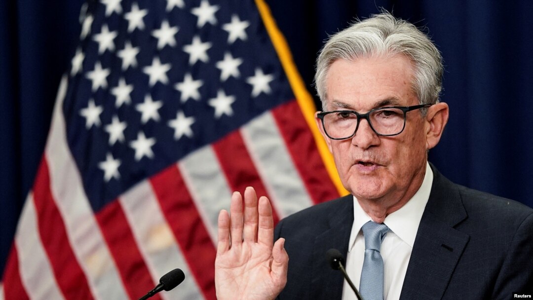 제롬 파월 미 연방준비제도 의장이 15일 연방공개시장위원회(FOMC) 정례회의 직후 기자회견하고 있다.