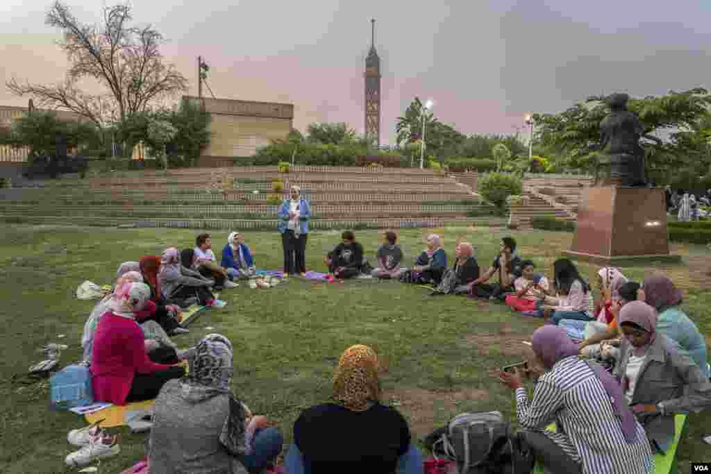 Doaa, a psychologist and certified meditation coach, offers affordable sessions to the public, in Cairo, June 5, 2022. "Most of my clients are young women who are facing social and financial pressures," she says.