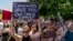 Abortion-rights protesters demonstrate outside the Supreme Court in Washington, June 25, 2022. 