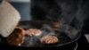 Lab-grown ground meat is cooked in a pan. The Mzansi Meat Company, which started up in South Africa about two years ago, is the first on the continent to produce lab-grown meat. (Photo Courtesy of Mzansi Meat Co.)