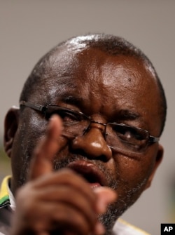 Gwede Mantashe, Secretary-General of the Africa National Congress, speaks during a party briefing in Johannesburg, South Africa, April 5, 2017.