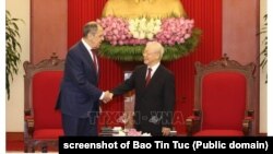 Ngoại trưởng Nga, Lavrov, hội kiến TBT Nguyễn Phú Trọng tại Hà Nội, 6 tháng Bảy.