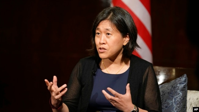 FILE - U.S. Trade Representative Katherine Tai is pictured during an interview with The Associated Press in Bangkok, Thailand, May 20, 2022.