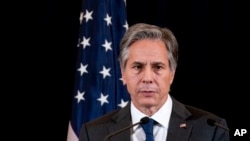 United States Secretary of State Antony Blinken speaks during a press conference in Bangkok during his official visit to Thailand, July 10, 2022.