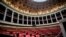 A photograph taken on May 17, 2022 shows a general view of the hemicycle of the French National Assembly in Paris. 