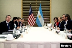 U.S. Secretary of State Antony Blinken meets with Argentina's Foreign Minister Santiago Cafiero during the G20 Foreign Ministers' Meeting in Nusa Dua, Bali, Indonesia July 8, 2022.