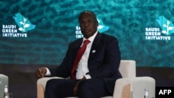 FILE: Nigeria petroleum minister Timipre Sylva attends a session of the "Saudi Green Initiative" forum, in the capital Riyadh on Oct. 23, 2021.
