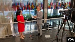 FILE - Donald Lu, assistant secretary for South and Central Asia, talks with VOA's Navbahor Imamova, in Washington, June 30, 2022. (VOA)