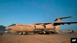 An Indian Air Force aircraft with earthquake relief consignment lands in Kabul, Afghanistan, Thursday, June 23, 2022.