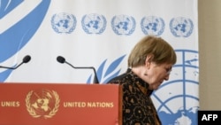FILE - U.N. High Commissioner for Human Rights Michelle Bachelet leaves after she addressed the press in Geneva, June 13, 2022. Bachelet announced that she would not seek a second term.