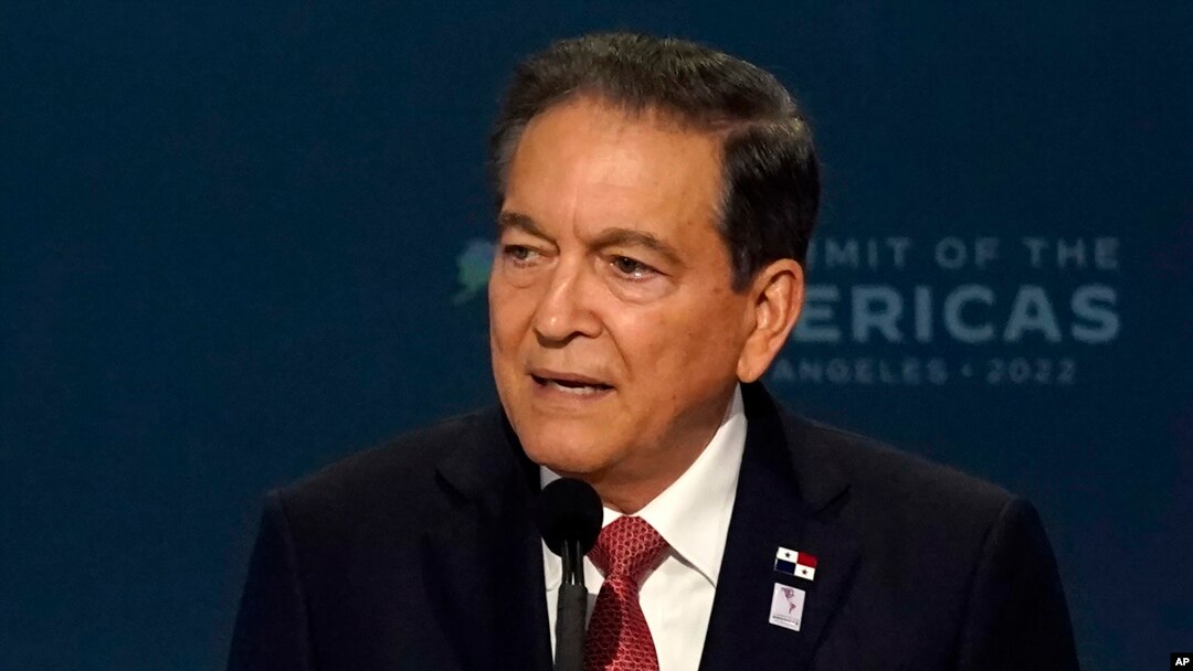 FILE - Presiden Panama Laurentino Cortizo berpidato pada sesi pleno pembukaan KTT Amerika di Los Angeles, Kamis, 9 Juni 2022. (AP Photo/Marcio Jose Sanchez, File)