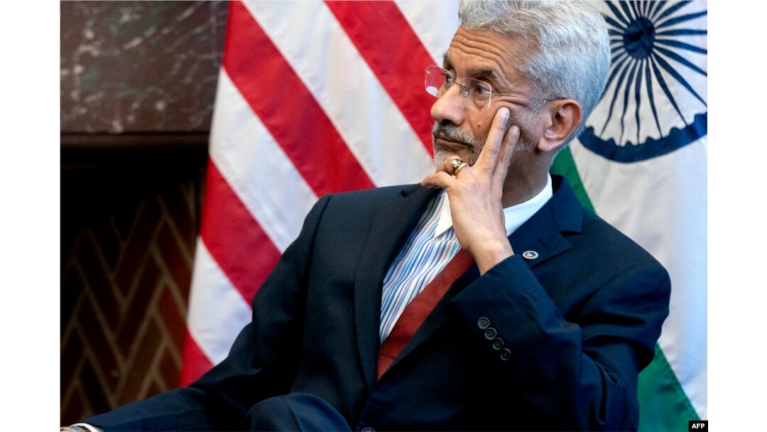 Indian External Affairs Minister Subrahmanyam Jaishankar listens as US Secretary of State Antony Blinken, not pictured, speaks in Washington, April 12, 2022.