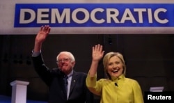 Democratic U.S. presidential candidates Senator Bernie Sanders and former Secretary of State Hillary Clinton on Feb. 11, 2016.