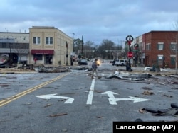 A storm that through rolled through Athens, Alabama, left damage seen the next day, Dec. 29, 2024. (AP Photo/Lance George)