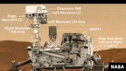 Foto atis wobo Curiosity Ajans Espasyal Ameriken (Nasa) voye sou planèt Mas la. Aparèy la poze san pwoblèm sou planèt wouj la
