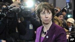 European Union foreign policy chief Catherine Ashton arrives for an EU summit in Brussels, February 4, 2011